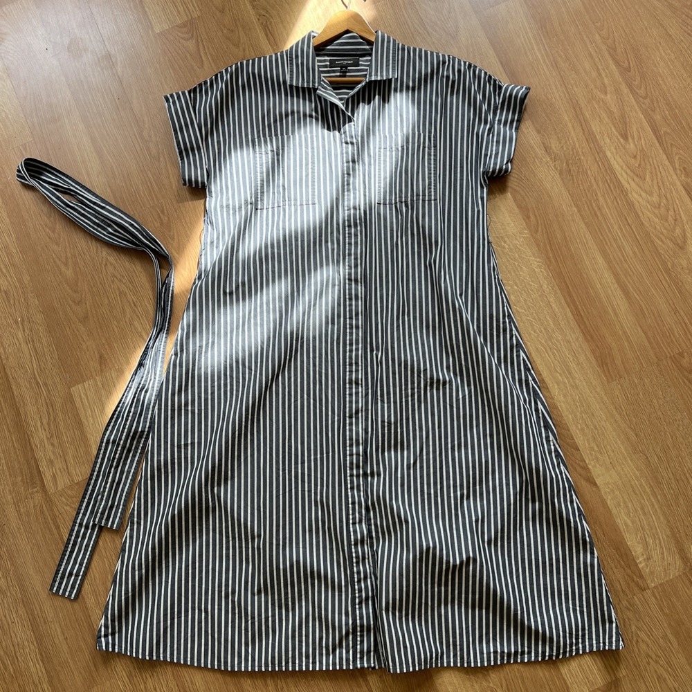 Banana Republic Tie-Waist Midi Poplin Shirt Dress Womens Sz M $150 - Picture 7 of 15